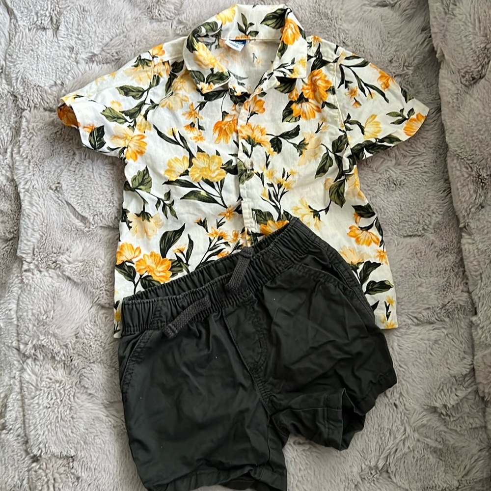 Old Navy Linen/Cotton Button Down Hawaiian Set 🌺